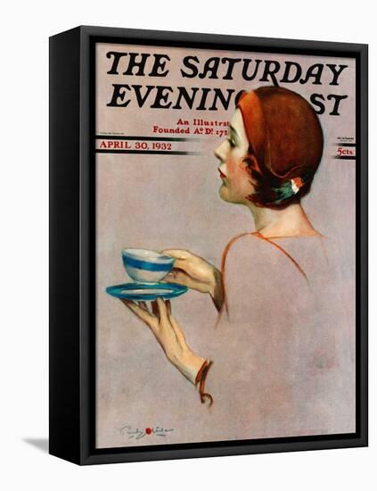 "Cup of Java," Saturday Evening Post Cover, April 30, 1932-Penrhyn Stanlaws-Framed Stretched Canvas