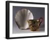 Cup with Coral Shaped Handle and Shell-Shaped Dish, Porcelain-null-Framed Giclee Print