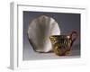 Cup with Coral Shaped Handle and Shell-Shaped Dish, Porcelain-null-Framed Giclee Print