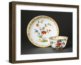 Cup Without Handle and Saucer with Blue Chinoiserie Decorations, 1725-null-Framed Giclee Print