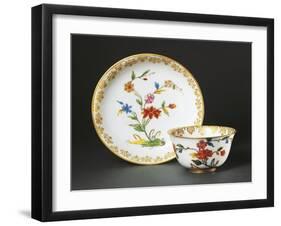 Cup Without Handle and Saucer with Blue Chinoiserie Decorations, 1725-null-Framed Giclee Print