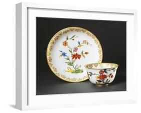 Cup Without Handle and Saucer with Blue Chinoiserie Decorations, 1725-null-Framed Giclee Print