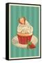 Cupcake and Strawberry-Lantern Press-Framed Stretched Canvas