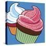 Cupcakes On Blue-Ron Magnes-Stretched Canvas