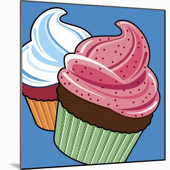 Cupcakes On Blue-Ron Magnes-Mounted Giclee Print