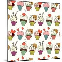 Cupcakes Pattern-TashaNatasha-Mounted Art Print