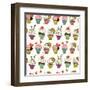 Cupcakes Pattern-TashaNatasha-Framed Art Print