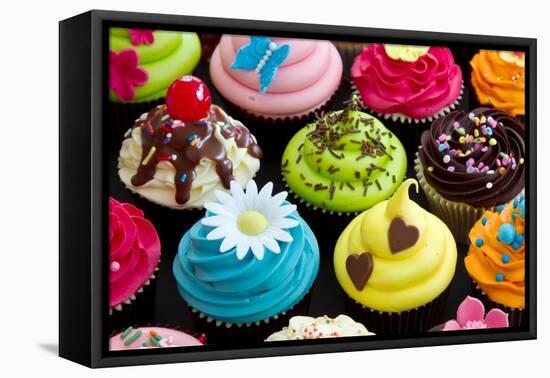 Cupcakes-Ruth Black-Framed Stretched Canvas