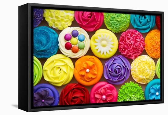 Cupcakes-Ruth Black-Framed Stretched Canvas