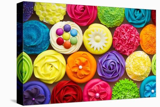 Cupcakes-Ruth Black-Stretched Canvas