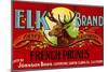 Cupertino, California, Elk Brand French Prunes Label-Lantern Press-Mounted Art Print