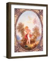 Cupid Among Roses, or Love the Sentinel, C.1775-Jean-Honore Fragonard-Framed Giclee Print