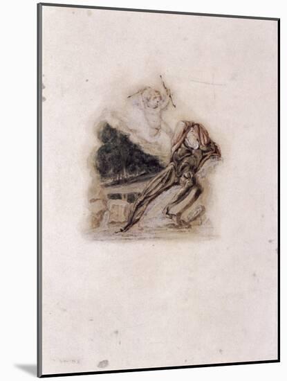 Cupid and Lover Lamenting the Death of a Loved One, C1802-C1857-Thomas Uwins-Mounted Giclee Print