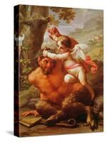 Cupid and Pan-Pietro Da Cortona-Stretched Canvas