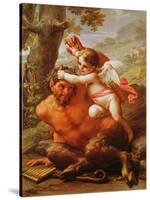 Cupid and Pan-Pietro Da Cortona-Stretched Canvas