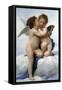 Cupid and Psyche as Children, (The First Kis), 1890-William-Adolphe Bouguereau-Framed Stretched Canvas