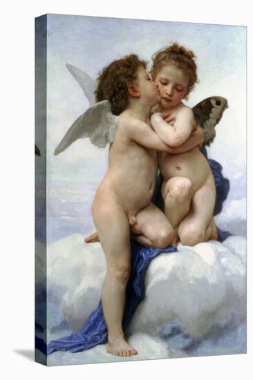 Cupid and Psyche as Children, (The First Kis), 1890-William-Adolphe Bouguereau-Stretched Canvas