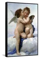 Cupid and Psyche as Children, (The First Kis), 1890-William-Adolphe Bouguereau-Framed Stretched Canvas
