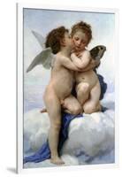 Cupid and Psyche as Children, (The First Kis), 1890-William-Adolphe Bouguereau-Framed Giclee Print