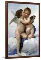 Cupid and Psyche as Children, (The First Kis), 1890-William-Adolphe Bouguereau-Framed Giclee Print