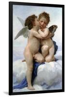 Cupid and Psyche as Children, (The First Kis), 1890-William-Adolphe Bouguereau-Framed Giclee Print