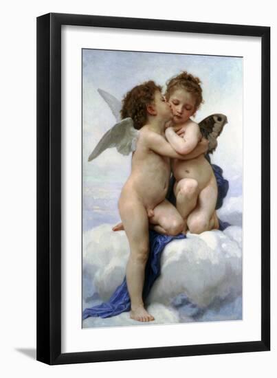 Cupid and Psyche as Children, (The First Kis), 1890-William-Adolphe Bouguereau-Framed Giclee Print