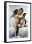 Cupid and Psyche as Children, (The First Kis), 1890-William-Adolphe Bouguereau-Framed Giclee Print