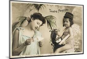 Cupid as Postman Delivers a 'tender Message' to a Young Lady-null-Mounted Photographic Print
