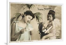 Cupid as Postman Delivers a 'tender Message' to a Young Lady-null-Framed Photographic Print