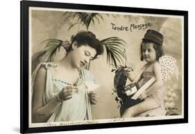 Cupid as Postman Delivers a 'tender Message' to a Young Lady-null-Framed Photographic Print