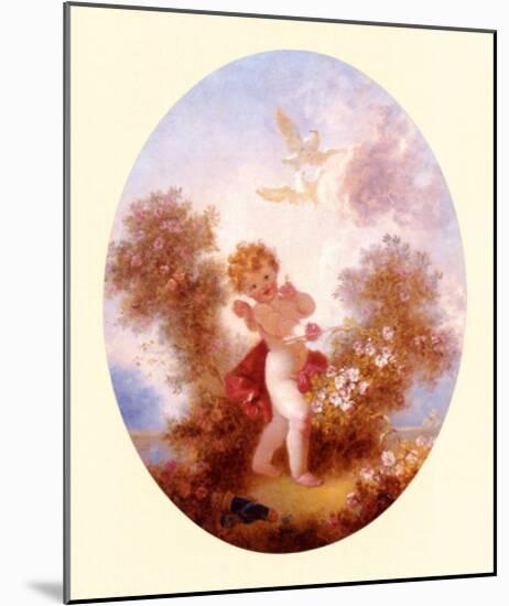 Cupid Between Roses-Jean-Honoré Fragonard-Mounted Art Print