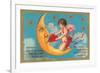 Cupid Feeding Heart to Moon-null-Framed Premium Giclee Print