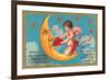 Cupid Feeding Heart to Moon-null-Framed Premium Giclee Print