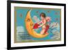 Cupid Feeding Heart to Moon-null-Framed Premium Giclee Print