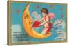 Cupid Feeding Heart to Moon-null-Stretched Canvas