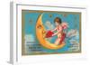 Cupid Feeding Heart to Moon-null-Framed Art Print