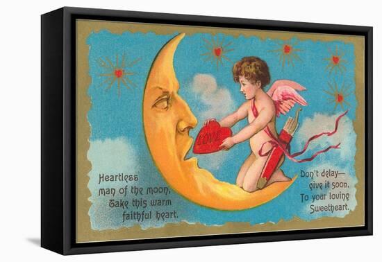 Cupid Feeding Heart to Moon-null-Framed Stretched Canvas