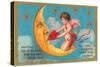 Cupid Feeding Heart to Moon-null-Stretched Canvas