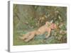 Cupid Lying on Grass-null-Stretched Canvas