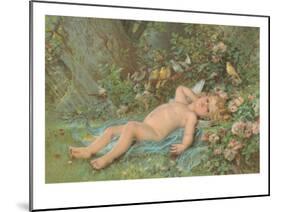 Cupid Lying on Grass-null-Mounted Art Print