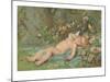 Cupid Lying on Grass-null-Mounted Art Print