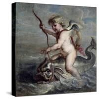 Cupid on a Dolphin, ca. 1630-Jan Quellinus-Stretched Canvas