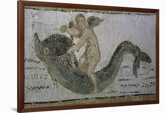 Cupid Riding Dolphin, Detail of Mosaic Uncovered in Thaenae-null-Framed Giclee Print
