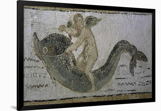 Cupid Riding Dolphin, Detail of Mosaic Uncovered in Thaenae-null-Framed Giclee Print