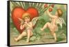 Cupid's Message, Valentine Postcard, C.1910-null-Framed Stretched Canvas