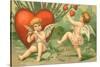 Cupid's Message, Valentine Postcard, C.1910-null-Stretched Canvas
