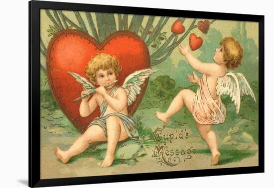 Cupid's Message, Valentine Postcard, C.1910-null-Framed Giclee Print