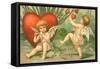 Cupid's Message, Valentine Postcard, C.1910-null-Framed Stretched Canvas