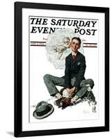 "Cupid's Visit" Saturday Evening Post Cover, April 5,1924-Norman Rockwell-Framed Giclee Print