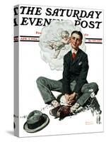 "Cupid's Visit" Saturday Evening Post Cover, April 5,1924-Norman Rockwell-Stretched Canvas